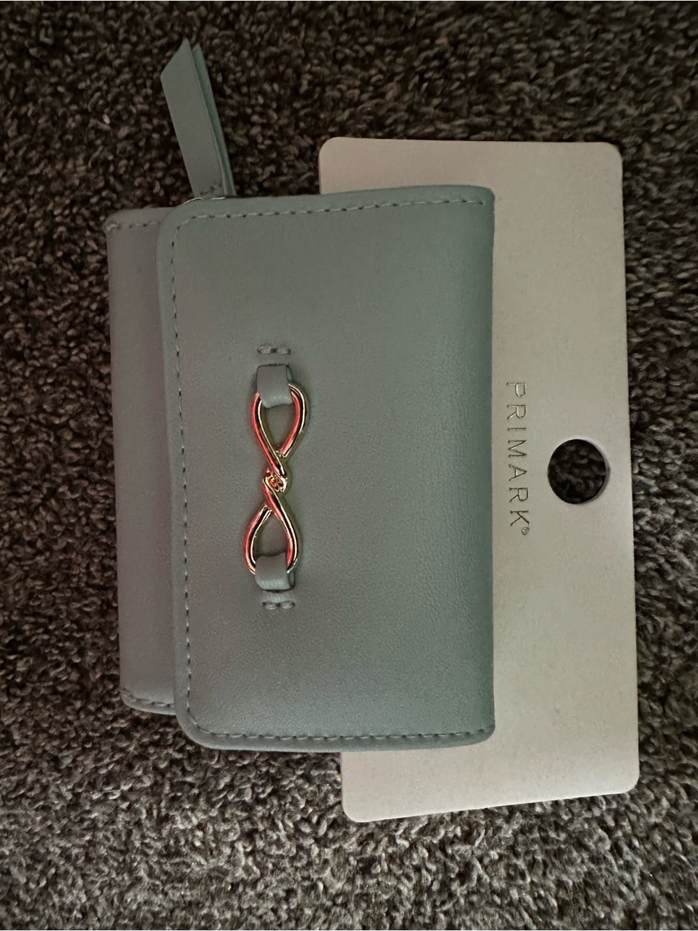 Primark Pale Blue Mini Tri-Fold Wallet with Gold Zip Detail